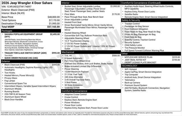 2026 Jeep Wrangler WRANGLER 4-DOOR SAHARA 2026 Jeep Wrangler WRANGLER 4-DOOR SAHARA