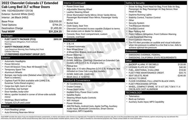 2022 Chevrolet Colorado 2WD Extended Cab Long Box LT