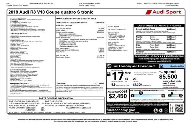 2018 Audi R8 5.2 V10