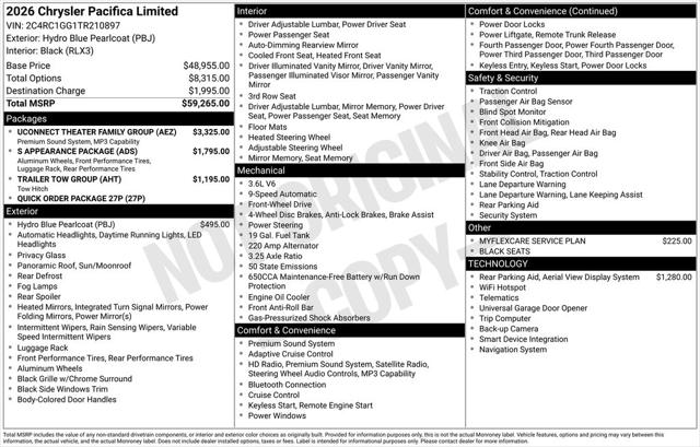 2026 Chrysler Pacifica PACIFICA LIMITED 2026 Chrysler Pacifica PACIFICA LIMITED