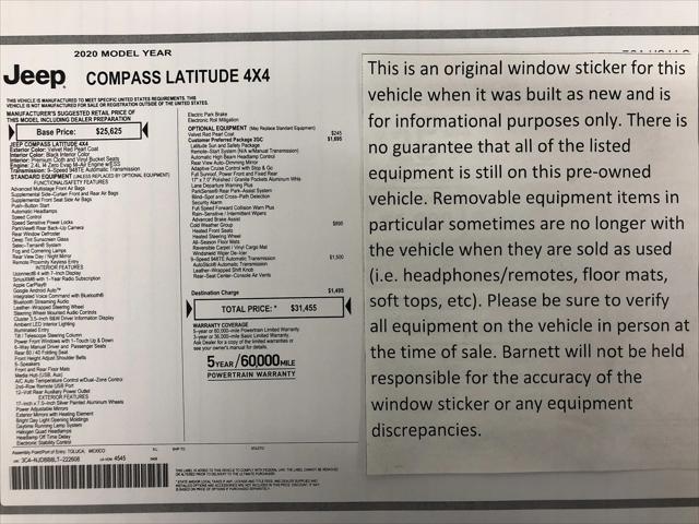 2020 Jeep Compass Sun and Safety 4X4 2020 Jeep Compass Sun and Safety 4X4