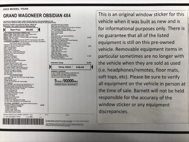 2022 Wagoneer Grand Wagoneer Series II Obsidian 4x4 2022 Wagoneer Grand Wagoneer Series II Obsidian 4x4