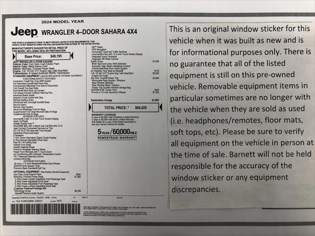 2024 Jeep Wrangler 4-Door Sahara 4x4 2024 Jeep Wrangler 4-Door Sahara 4x4