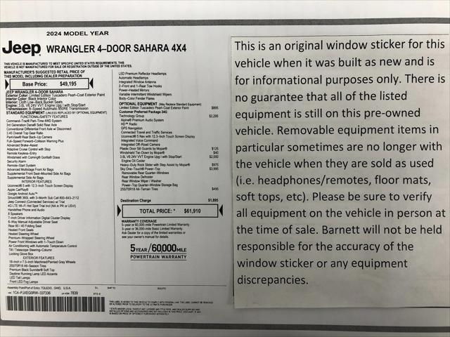 2024 Jeep Wrangler 4-Door Sahara 4x4 2024 Jeep Wrangler 4-Door Sahara 4x4