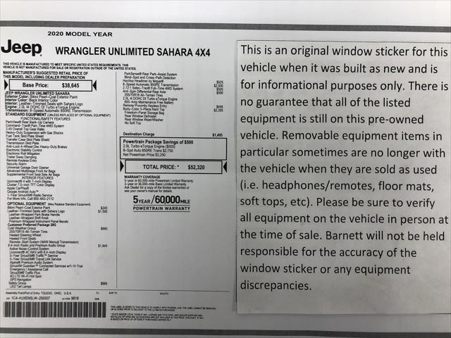 2020 Jeep Wrangler Unlimited Sahara 4X4 2020 Jeep Wrangler Unlimited Sahara 4X4