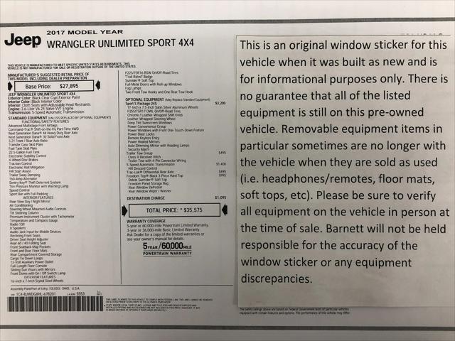 2017 Jeep Wrangler Unlimited Sport 4x4