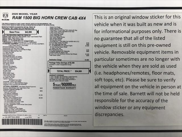2020 RAM 1500 Big Horn Crew Cab 4x4 57 Box 2020 RAM 1500 Big Horn Crew Cab 4x4 57 Box