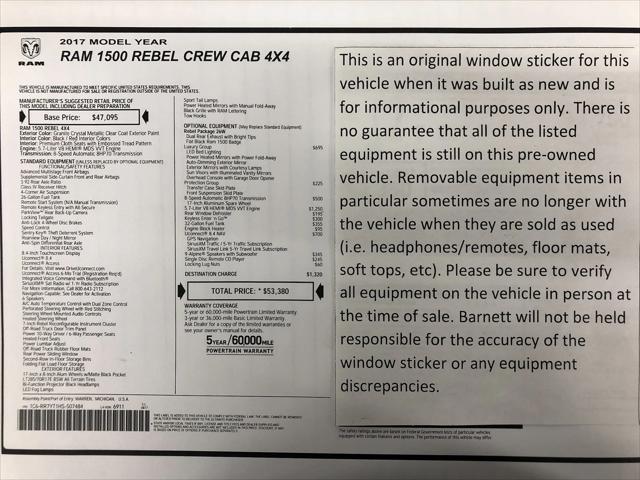 2017 RAM 1500 Rebel Crew Cab 4x4 57 Box 2017 RAM 1500 Rebel Crew Cab 4x4 57 Box
