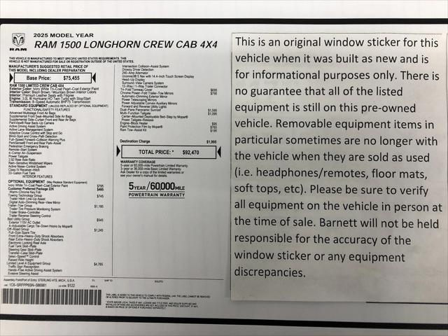2025 RAM 1500 Limited Longhorn Crew Cab 4x4 64 Box 2025 RAM 1500 Limited Longhorn Crew Cab 4x4 64 Box