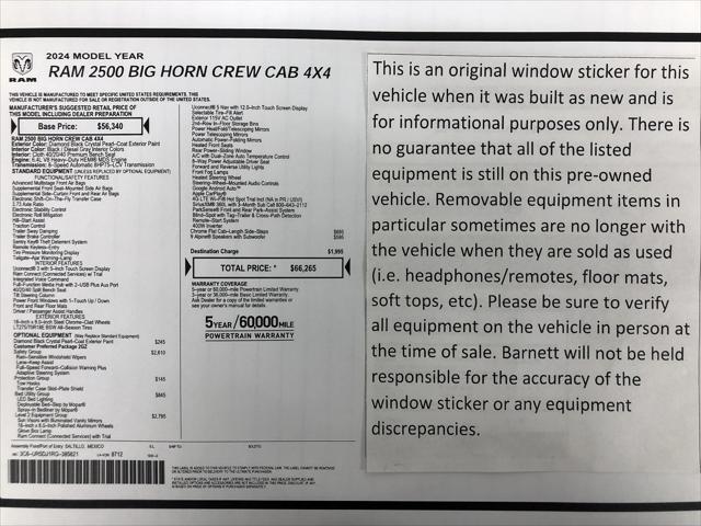 2024 RAM 2500 Big Horn Crew Cab 4x4 64 Box