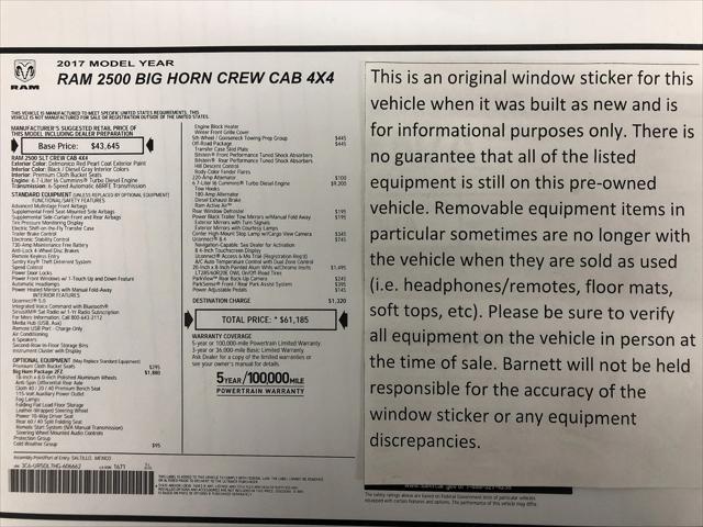 2017 RAM 2500 Big Horn Crew Cab 4x4 64 Box 2017 RAM 2500 Big Horn Crew Cab 4x4 64 Box