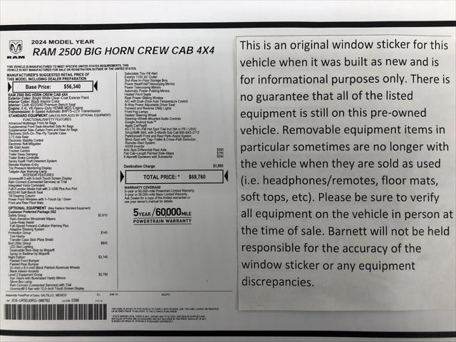 2024 RAM 2500 Big Horn Crew Cab 4x4 64 Box 2024 RAM 2500 Big Horn Crew Cab 4x4 64 Box