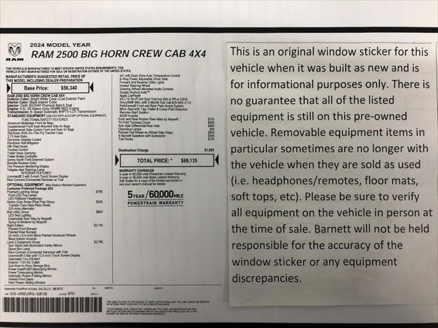 2024 RAM 2500 Big Horn Crew Cab 4x4 64 Box 2024 RAM 2500 Big Horn Crew Cab 4x4 64 Box