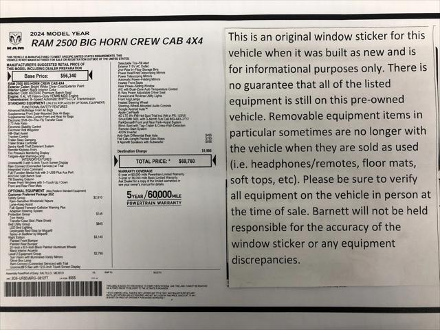 2024 RAM 2500 Big Horn Crew Cab 4x4 64 Box 2024 RAM 2500 Big Horn Crew Cab 4x4 64 Box