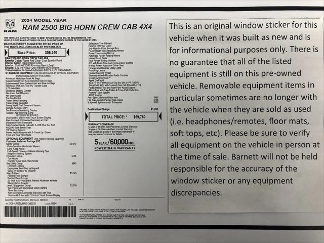 2024 RAM 2500 Big Horn Crew Cab 4x4 64 Box