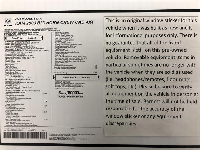 2024 RAM 2500 Big Horn Crew Cab 4x4 64 Box 2024 RAM 2500 Big Horn Crew Cab 4x4 64 Box