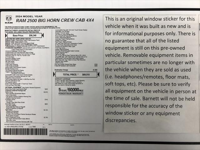 2024 RAM 2500 Big Horn Crew Cab 4x4 64 Box