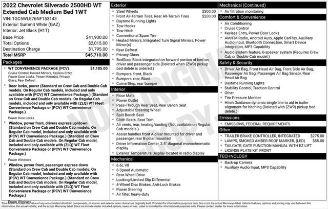 2022 Chevrolet Silverado 2500HD 2WD Double Cab Standard Bed WT