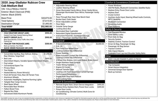 2020 Jeep Gladiator Rubicon 4X4 2020 Jeep Gladiator Rubicon 4X4