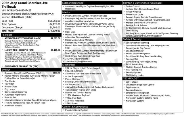 2022 Jeep Grand Cherokee 4xe Trailhawk 2022 Jeep Grand Cherokee 4xe Trailhawk