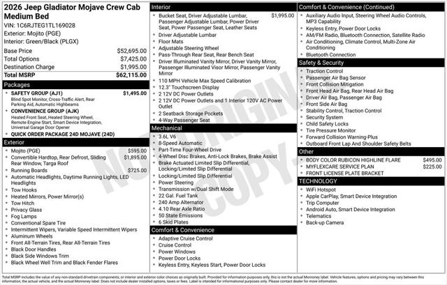 2026 Jeep Gladiator GLADIATOR MOJAVE 4X4