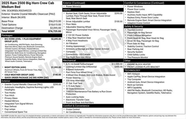 2025 RAM Ram 2500 RAM 2500 BIG HORN CREW CAB 4X4 64 BOX