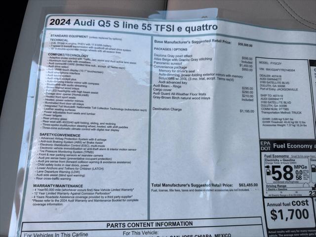 2024 Audi Q5 Premium 55 TFSI e S line quattro S tronic