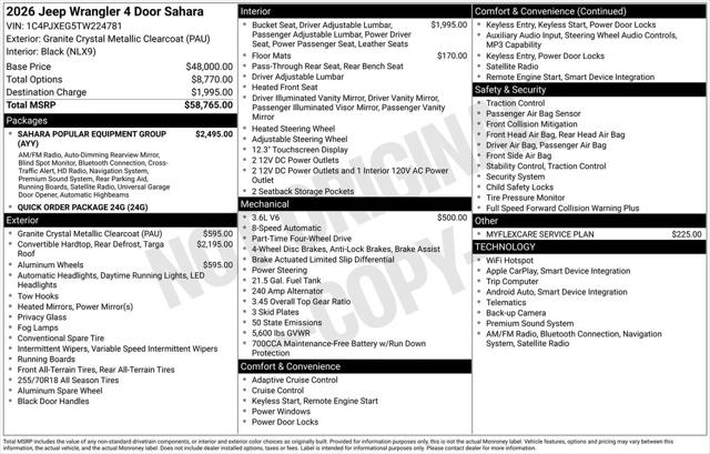 2026 Jeep Wrangler WRANGLER 4-DOOR SAHARA