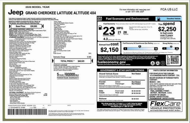 2026 Jeep Grand Cherokee GRAND CHEROKEE LAREDO ALTITUDE 4X4