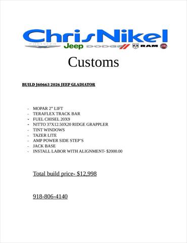 2026 Jeep Gladiator GLADIATOR SAHARA 4X4