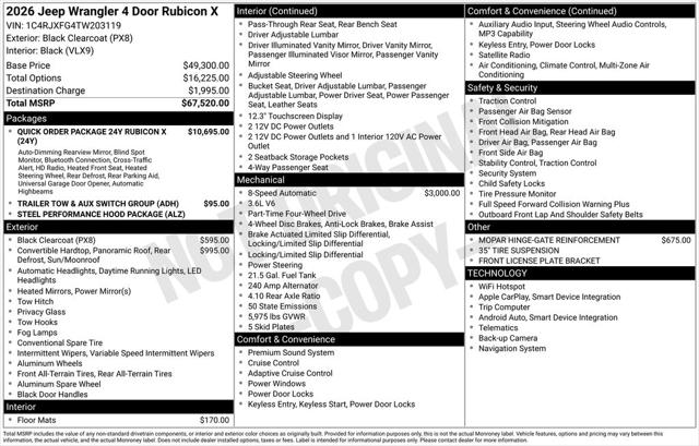 2026 Jeep Wrangler WRANGLER 4-DOOR RUBICON X