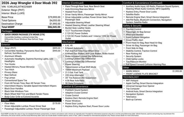 2026 Jeep Wrangler WRANGLER 4-DOOR MOAB 392