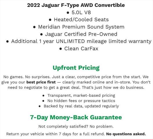 2022 Jaguar F-TYPE Convertible P450 R-Dynamic AWD Automatic