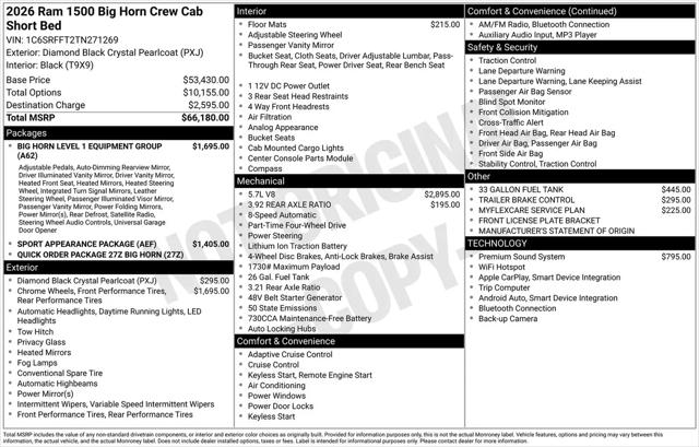 2026 Ram 1500 Big Horn Crew Cab 4x4 5'7" Box