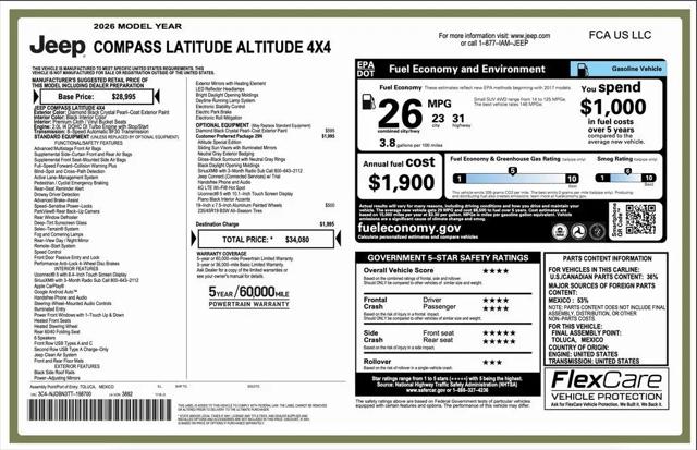 2026 Jeep Compass Latitude Altitude