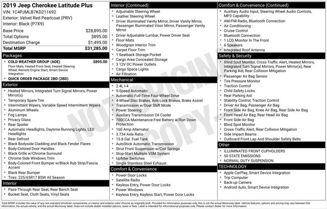 2019 Jeep Cherokee Latitude Plus 4x4 2019 Jeep Cherokee Latitude Plus 4x4