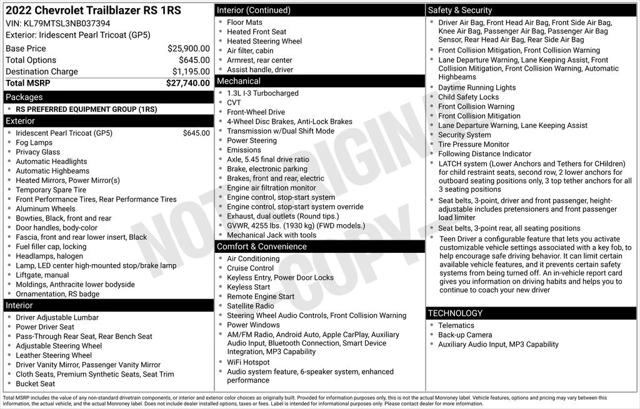 2022 Chevrolet Trailblazer FWD RS