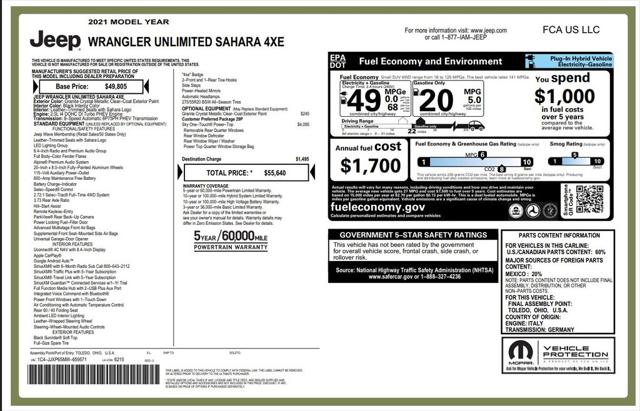 2021 Jeep Wrangler 4xe Unlimited Sahara 4x4