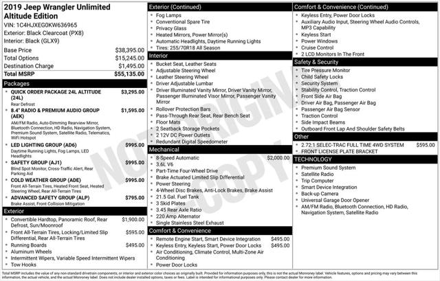 2019 Jeep Wrangler Unlimited Sahara Altitude 4x4 2019 Jeep Wrangler Unlimited Sahara Altitude 4x4
