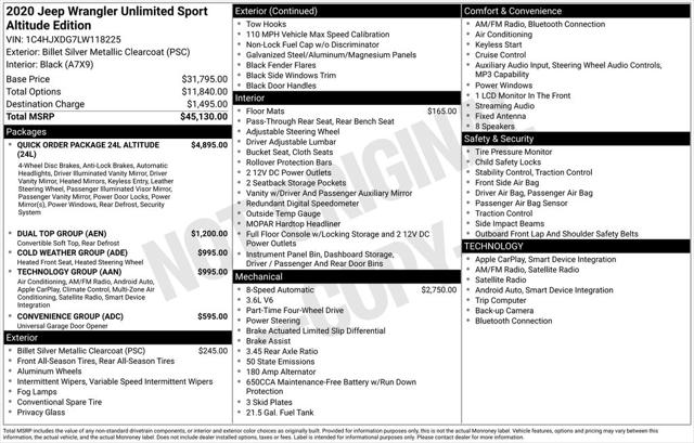 2020 Jeep Wrangler Unlimited Sport Altitude 4X4 2020 Jeep Wrangler Unlimited Sport Altitude 4X4