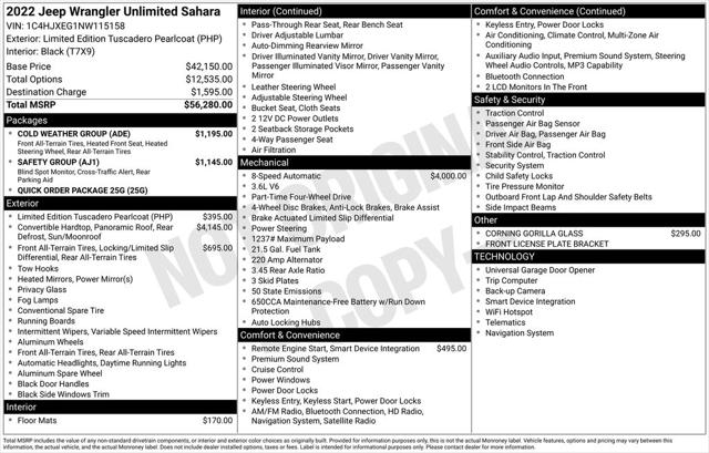 2022 Jeep Wrangler Unlimited Sahara 4x4 2022 Jeep Wrangler Unlimited Sahara 4x4