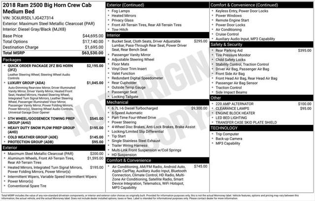 2018 RAM 2500 Big Horn Crew Cab 4x4 64 Box 2018 RAM 2500 Big Horn Crew Cab 4x4 64 Box