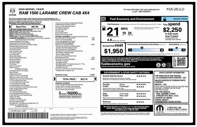 2020 RAM 1500 Laramie Crew Cab 4x4 57 Box