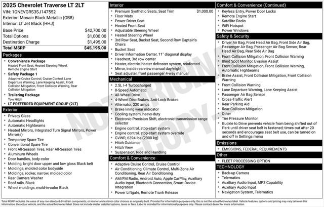 2025 Chevrolet Traverse AWD LT 2025 Chevrolet Traverse AWD LT