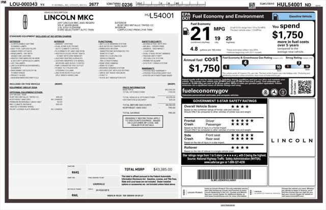 2017 Lincoln MKC Reserve 2017 Lincoln MKC Reserve