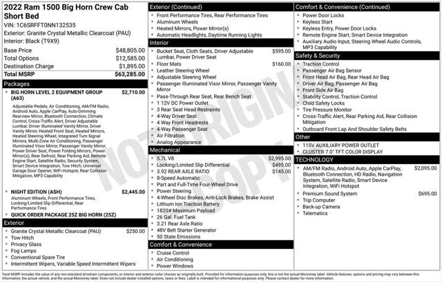 2022 RAM 1500 Big Horn Crew Cab 4x4 57 Box