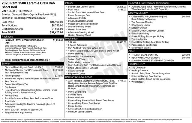 2020 RAM 1500 Laramie Crew Cab 4x4 57 Box