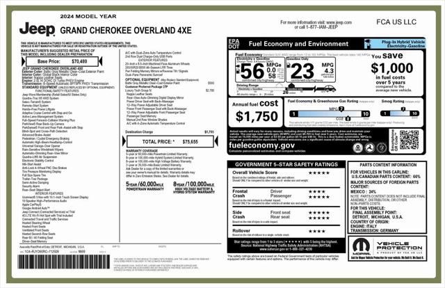 2024 Jeep Grand Cherokee 4xe Overland 2024 Jeep Grand Cherokee 4xe Overland