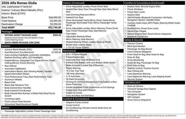 2026 Alfa Romeo Giulia GIULIA AWD