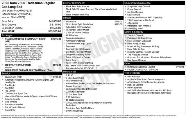 2026 RAM Ram 2500 RAM 2500 TRADESMAN REGULAR CAB 4X2 8 BOX